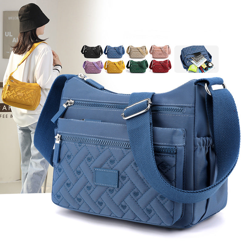 Quilted Nylon Crossbody Bag for Women | Adjustable Strap and Several Zip Pockets | 8 Colors, Doubles as a Handbag