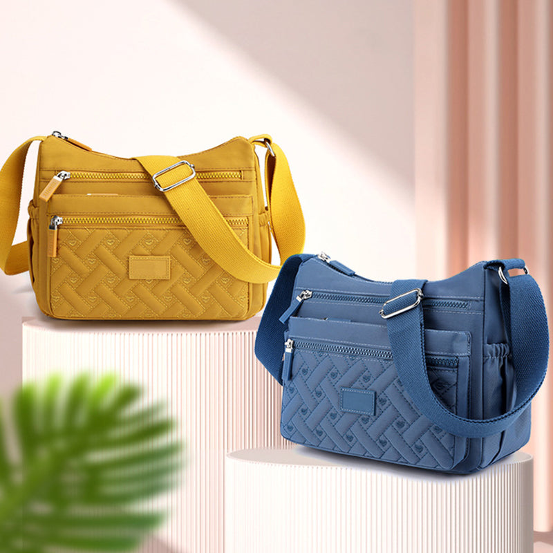 Quilted Nylon Crossbody Bag for Women | Adjustable Strap and Several Zip Pockets | 8 Colors, Doubles as a Handbag