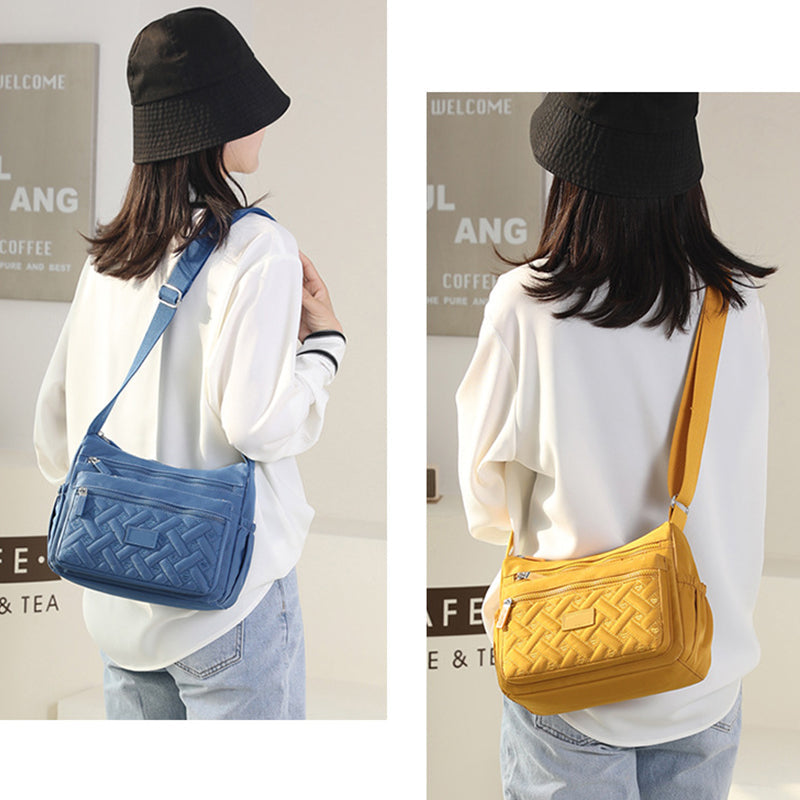 Quilted Nylon Crossbody Bag for Women | Adjustable Strap and Several Zip Pockets | 8 Colors, Doubles as a Handbag