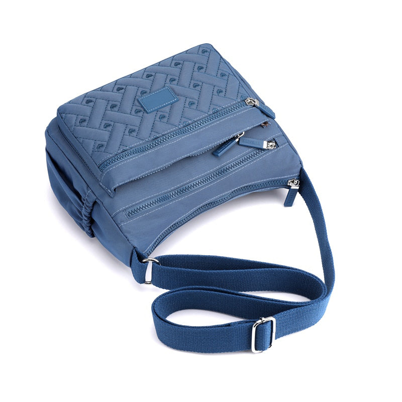 Quilted Nylon Crossbody Bag for Women | Adjustable Strap and Several Zip Pockets | 8 Colors, Doubles as a Handbag
