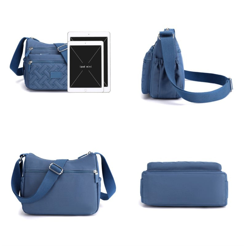 Quilted Nylon Crossbody Bag for Women | Adjustable Strap and Several Zip Pockets | 8 Colors, Doubles as a Handbag