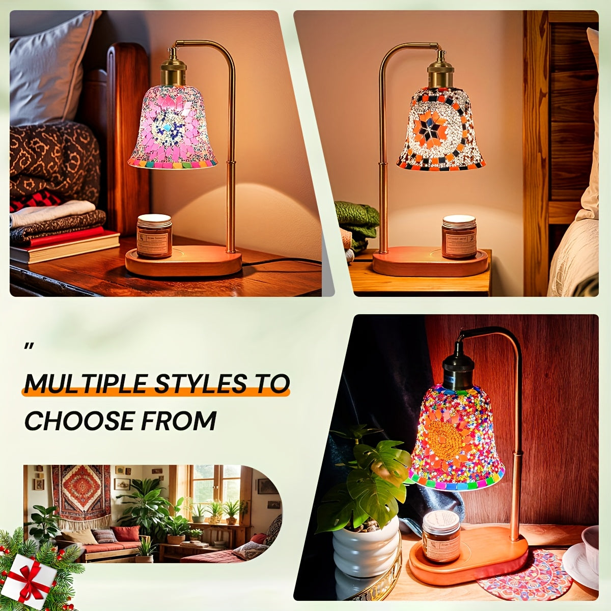 Moroccan style mosaic glass lamp on an accent table