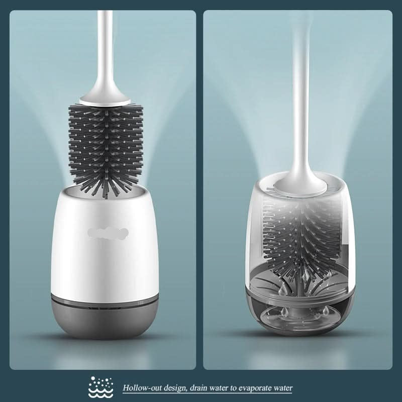 Silicone Toilet Brush & Holder Set | Floorstanding or Wall-Mounted, Black & Gray | Flexible Non-Stick Cleaning