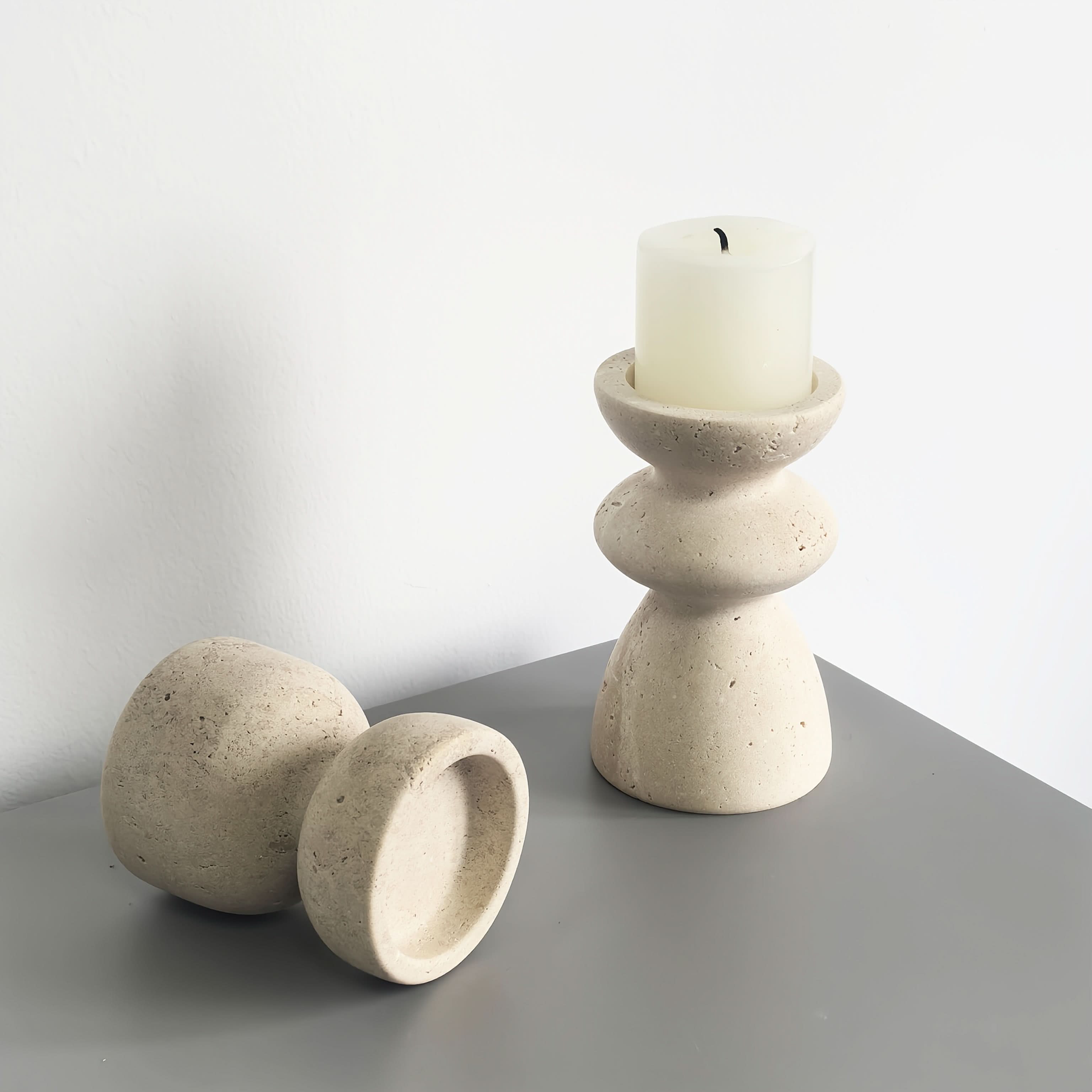Natural Marble & Travertine Candle Holders | Small or Large | Polished Luxury Décor for Home, Weddings & Events