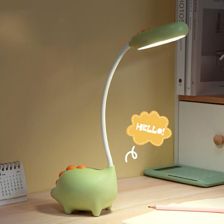 Rechargeable LED Desk Lamp for Kids | Flexible Gooseneck with Soft Flicker Free Light | Animal Base and Pen Holder
