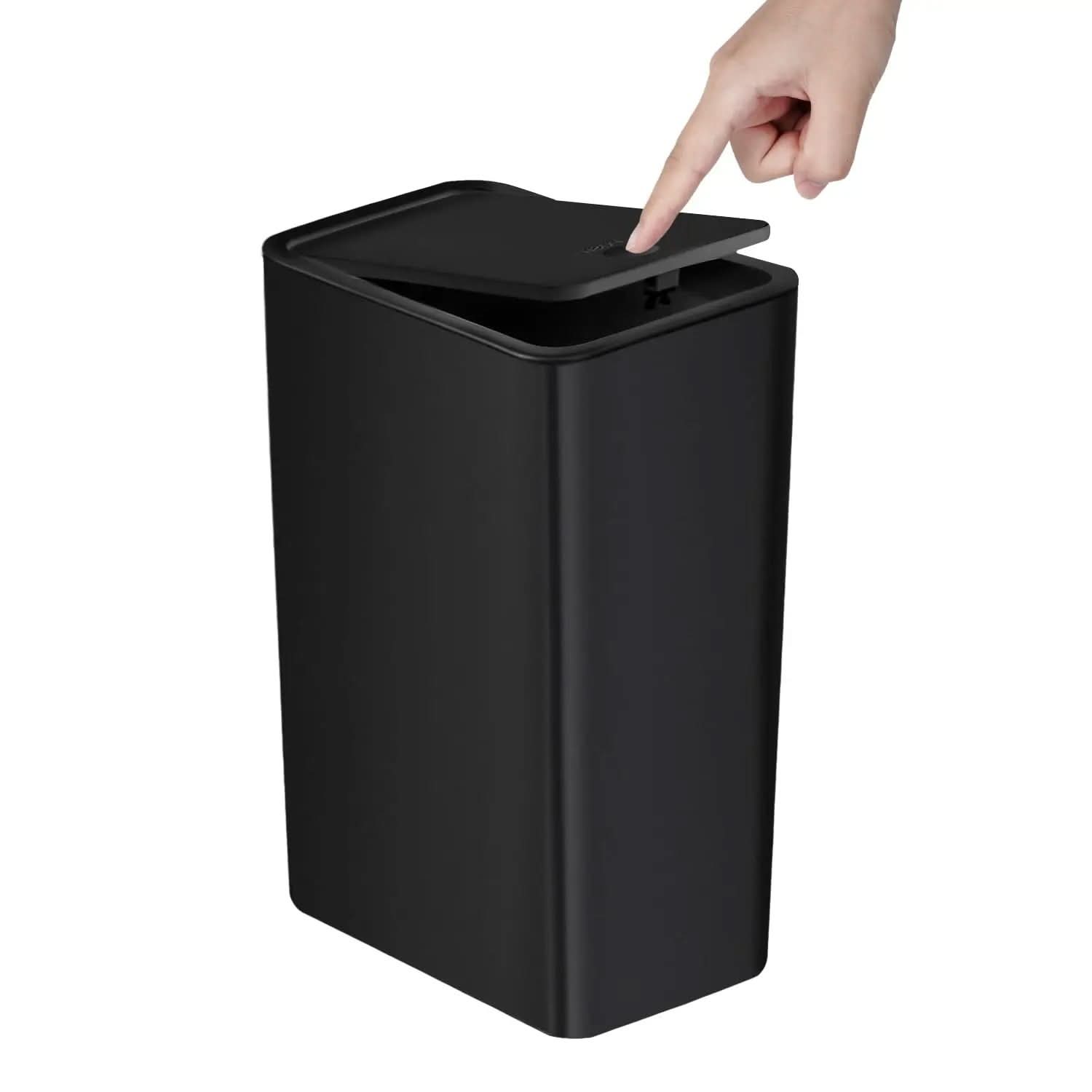 Slim Press-Top Trash Can 10L (2.6 Gal) | Durable ABS, 9.4 x 6.3 x 11.6 In | 1 or 2-Pack, 3 Colors | Odor-Sealing Lid for Any Room
