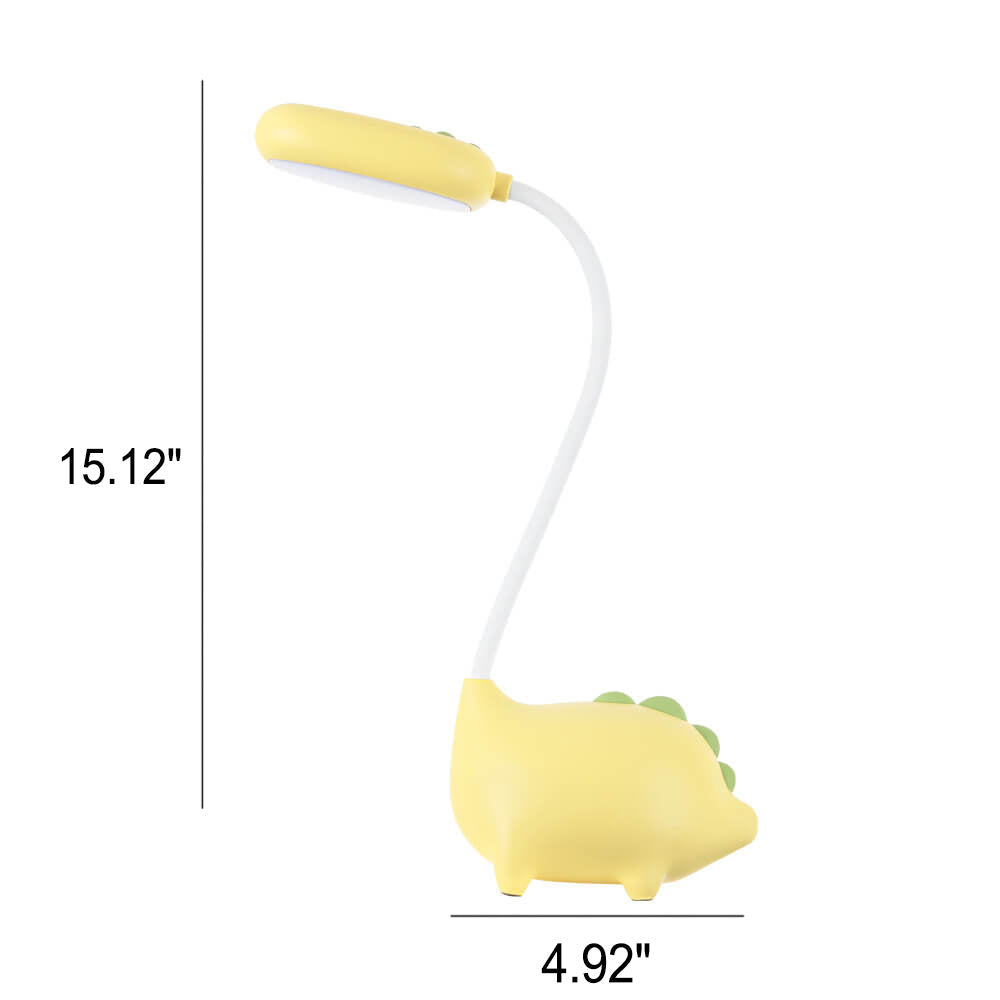 Rechargeable LED Desk Lamp for Kids | Flexible Gooseneck with Soft Flicker Free Light | Animal Base and Pen Holder