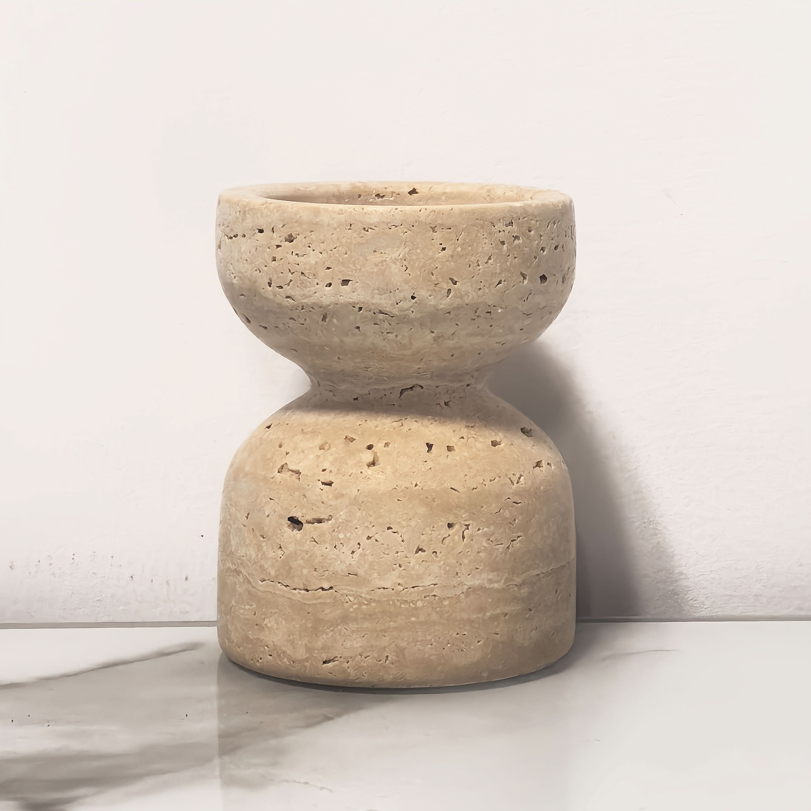 Natural Marble & Travertine Candle Holders | Small or Large | Polished Luxury Décor for Home, Weddings & Events