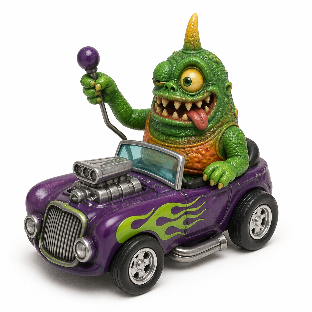 Hand painted cast resin monster figurine for shelf display