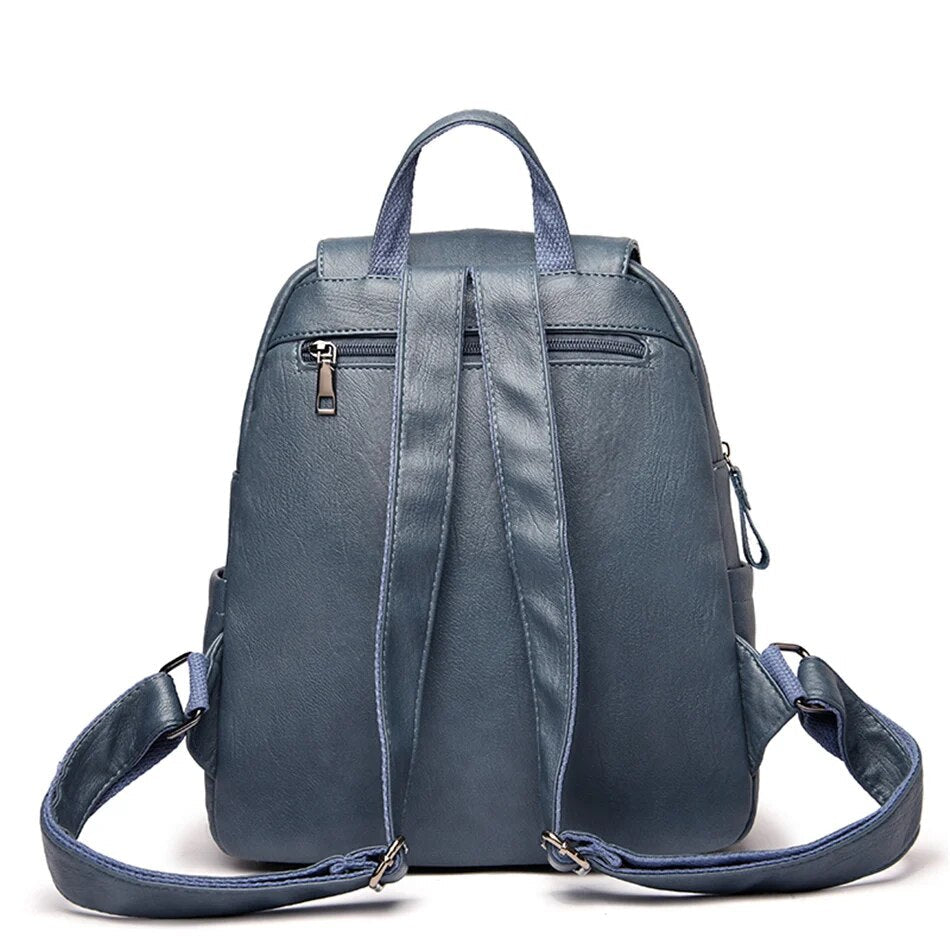Travel Backpack for Women with a Flap Closure | Soft Leather Look Daypack with Zip Pockets and Adjustable Straps