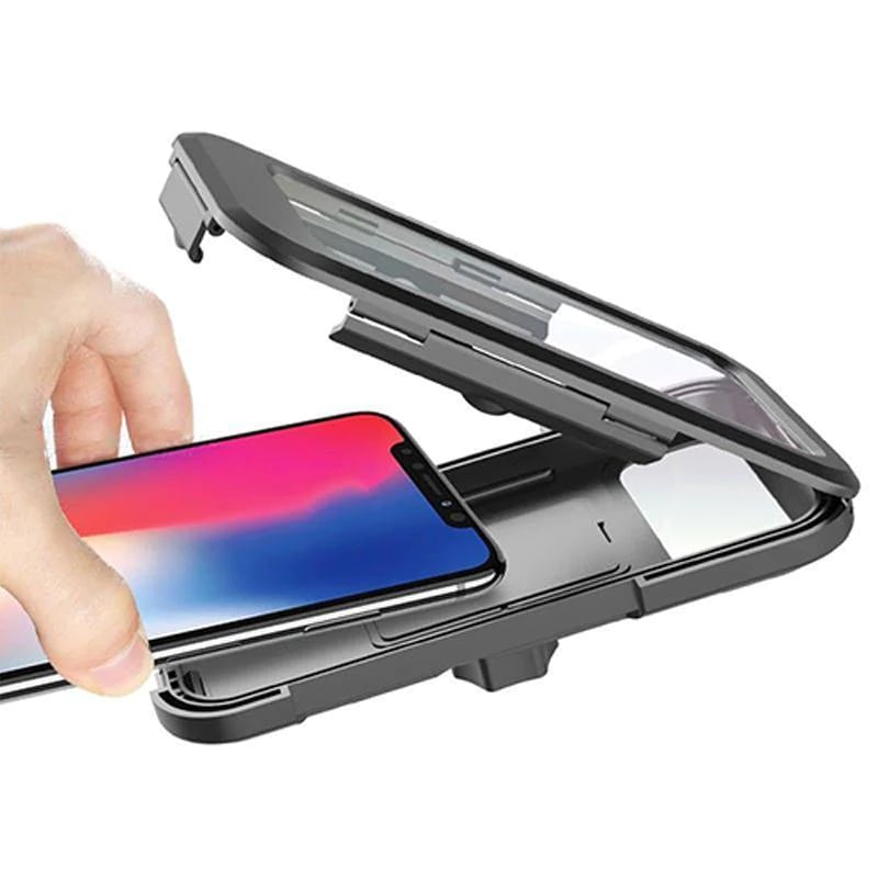 Waterproof Bike Phone Mount with Touch Through Case | Fits 4.5 to 6.8 Inch Screens on 22 to 28.5 mm Bars | Power Bank Option