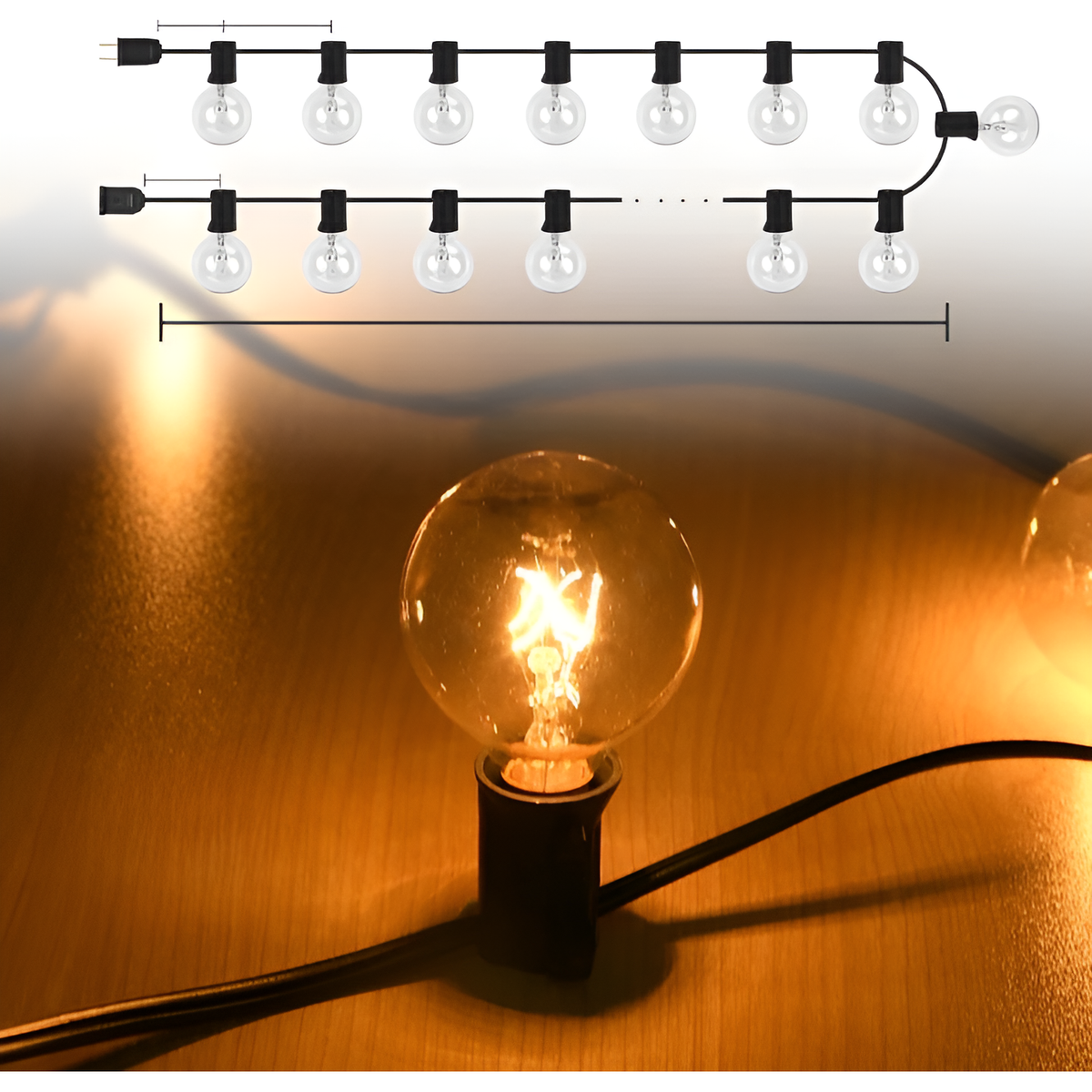 Outdoor Christmas Lights with Warm White Globe Bulbs | Garden, Patio and Party String Lighting | 15 or 30 Meter