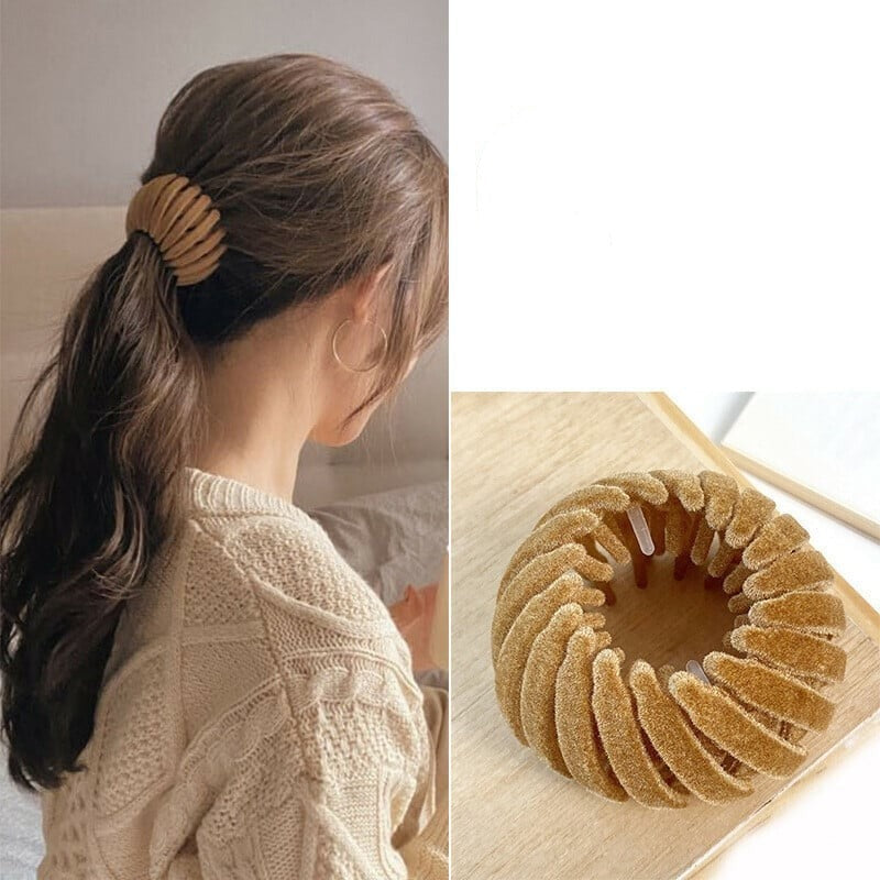 Expandable Bird Nest Hair Clip for Buns and Half-Up Styles | Soft Velvet Finish | Holds a Thick Ponytail Without Pulling