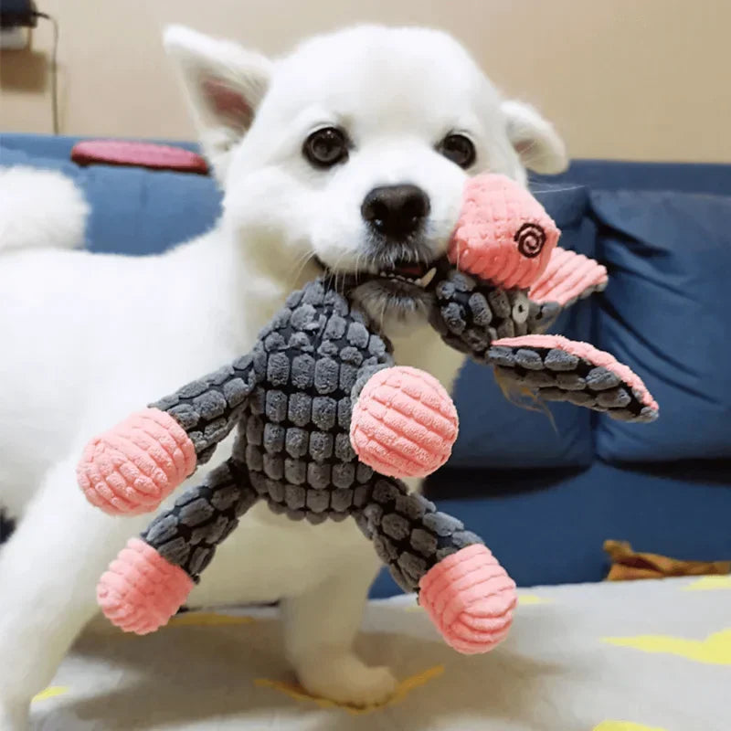 Plush Dog Chew Toys in Animal Shapes for Tug or Fetch | Tough Textured Fabric That Stands Up to Pulling | Six Characters