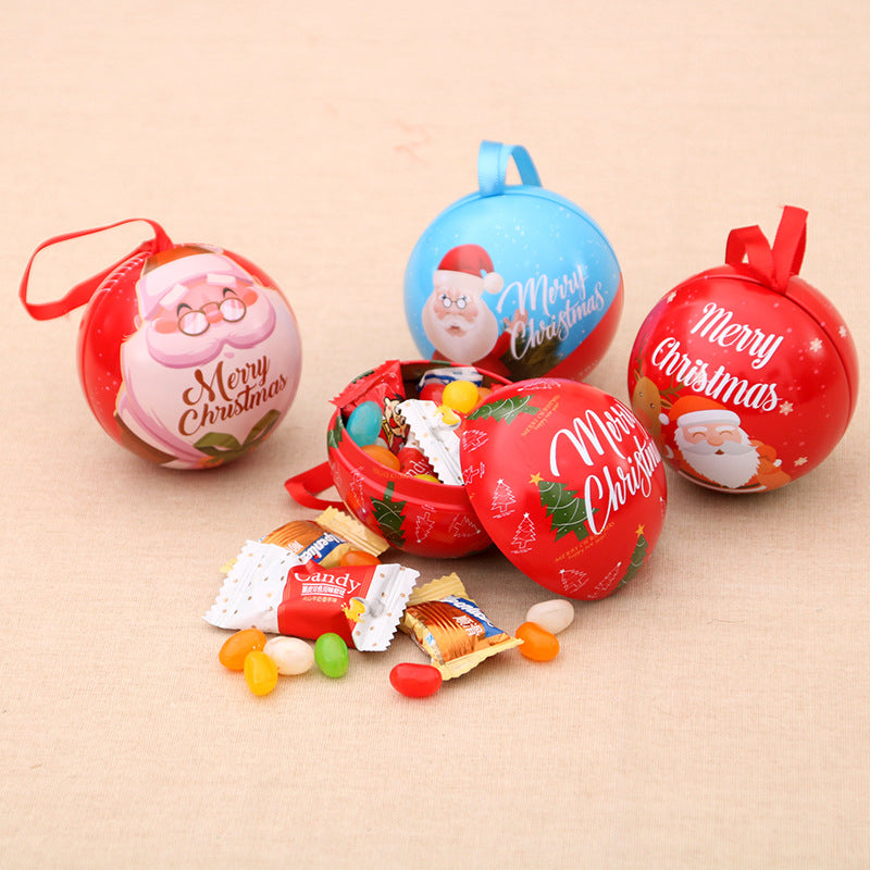 Christmas Ornaments with Santa and Reindeer Illustration | Round Ball Shape with Ribbon Hanger | Four Colorways for Tree Display