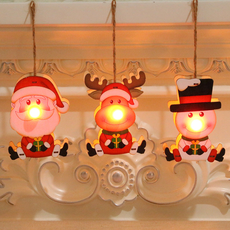 LED Christmas Tree Ornaments with Warm Light | Santa, Reindeer or Snowman Figures | Hanging Decor for Doors and Windows