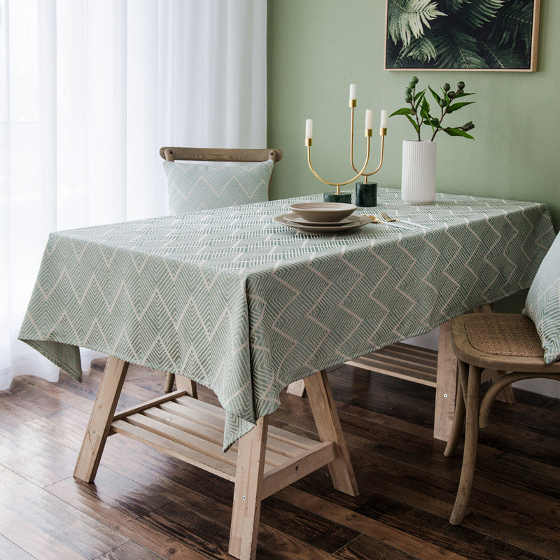 Rectangular Tablecloth with Modern Geometric Triangle Print | 53 x 71 in Washable Fabric | 4 Colors