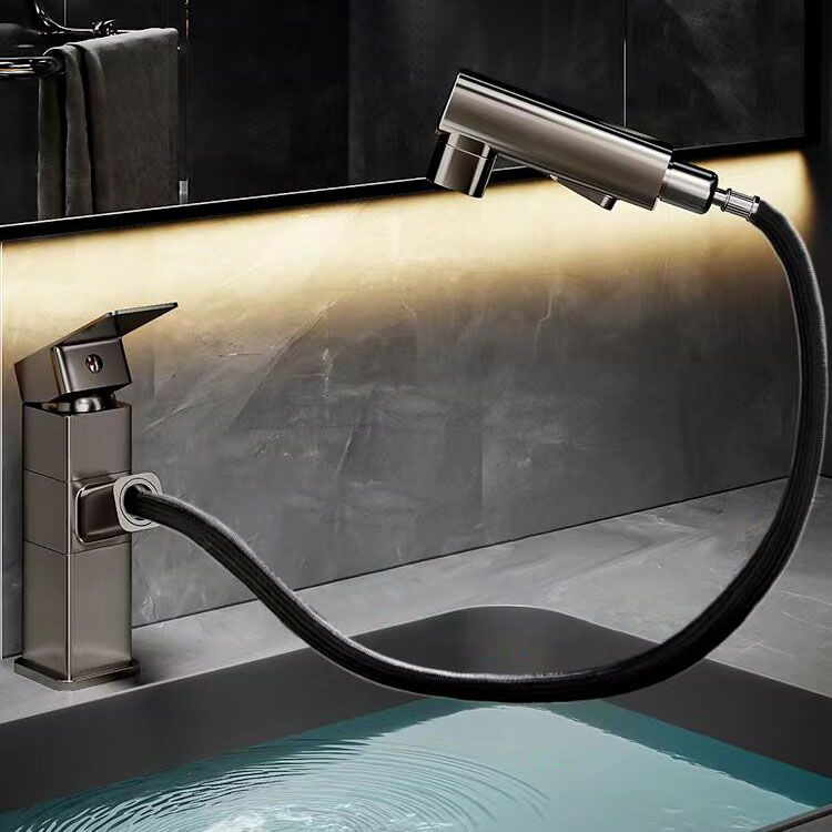 Bathroom Faucet with a Pull Out Spray Head and Swivel Spout | Single Lever Mixer in Gray, Black or White | Four Designs