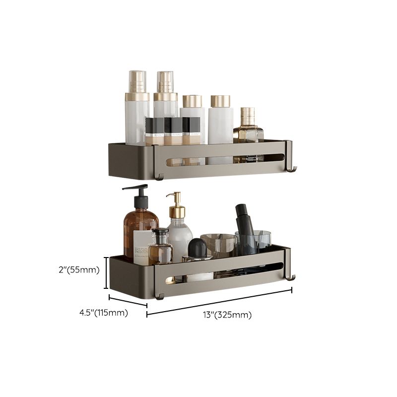 Aluminum Shelves for Bathroom Wall in Gray | Square or Corner Shapes, Some with a Towel Rail | Sold Singly or in Sets of Two and Three