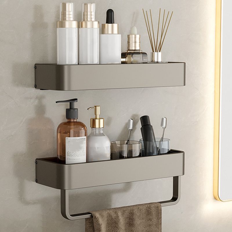 Aluminum Shelves for Bathroom Wall in Gray | Square or Corner Shapes, Some with a Towel Rail | Sold Singly or in Sets of Two and Three