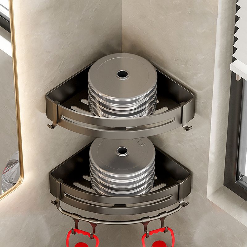 Aluminum Shelves for Bathroom Wall in Gray | Square or Corner Shapes, Some with a Towel Rail | Sold Singly or in Sets of Two and Three