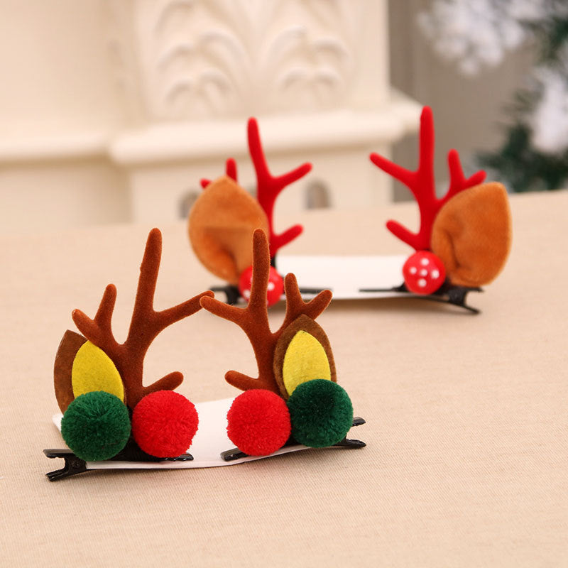 Reindeer Antler Hair Clips with Colorful Pompoms | Secure Hold That Lasts All Day | Festive Christmas Accessories