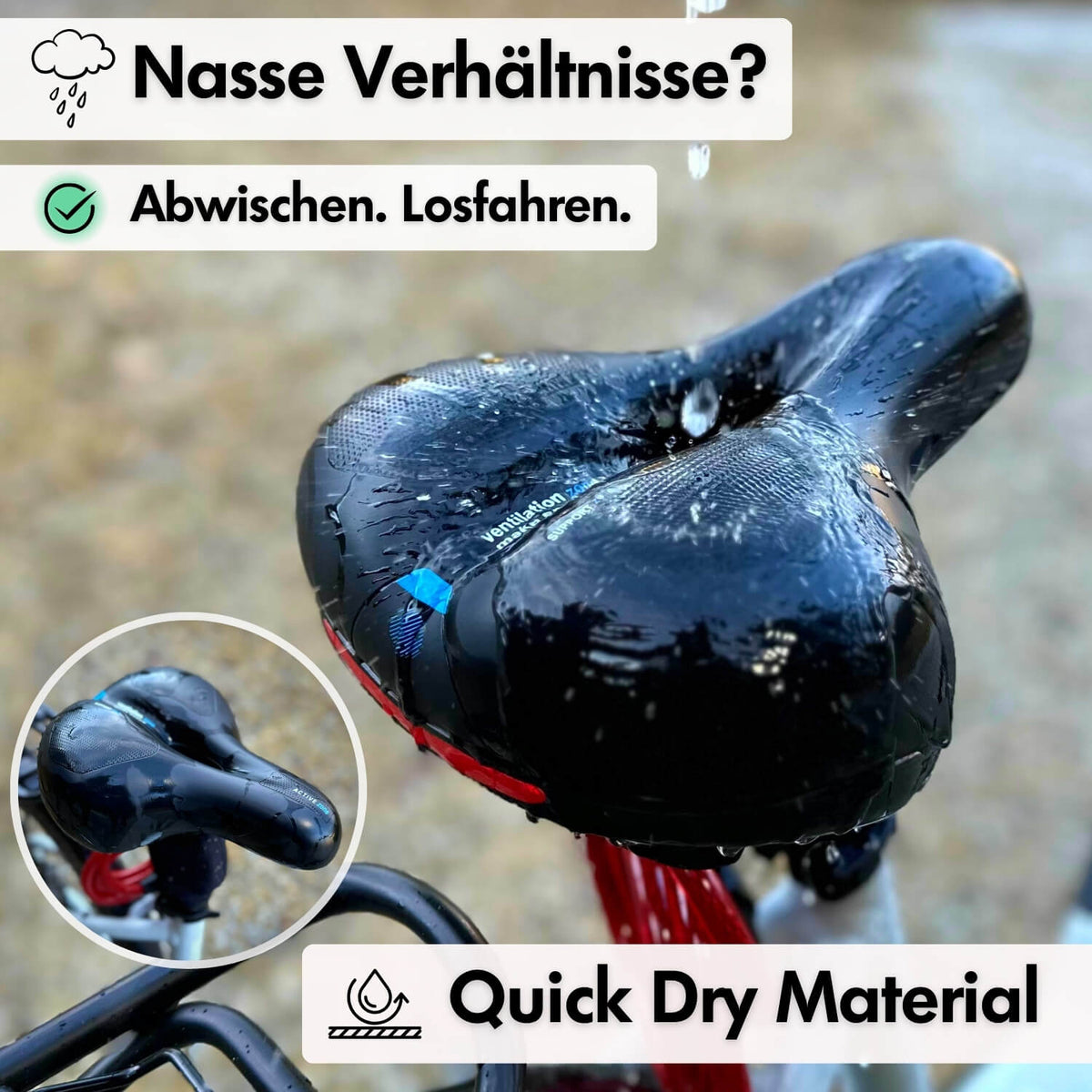 Wide Comfort Bicycle Saddle with Memory Foam Padding | Shock Absorbing Gel Seat | Universal Bike Accessories