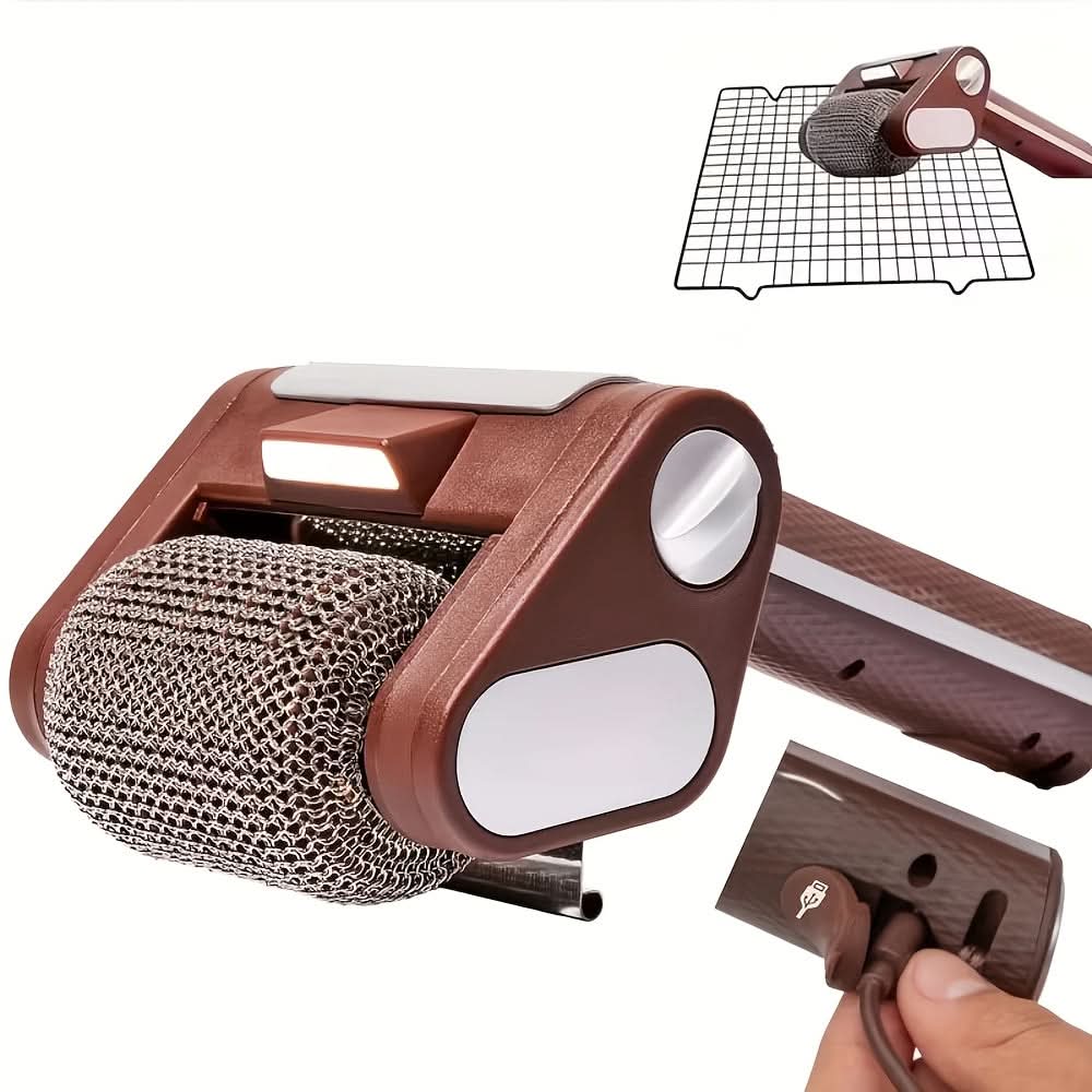 Electric BBQ Grill Cleaning Brush | Stainless Steel Roller, USB Rechargeable | Fast Residue Removal for Grates