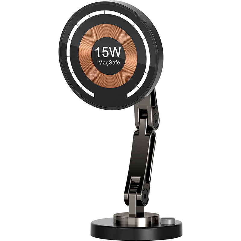 Magnetic Car Phone Holder for the Dashboard | Folding Arm with 360 Degree Rotation | Optional 15W Wireless Charging