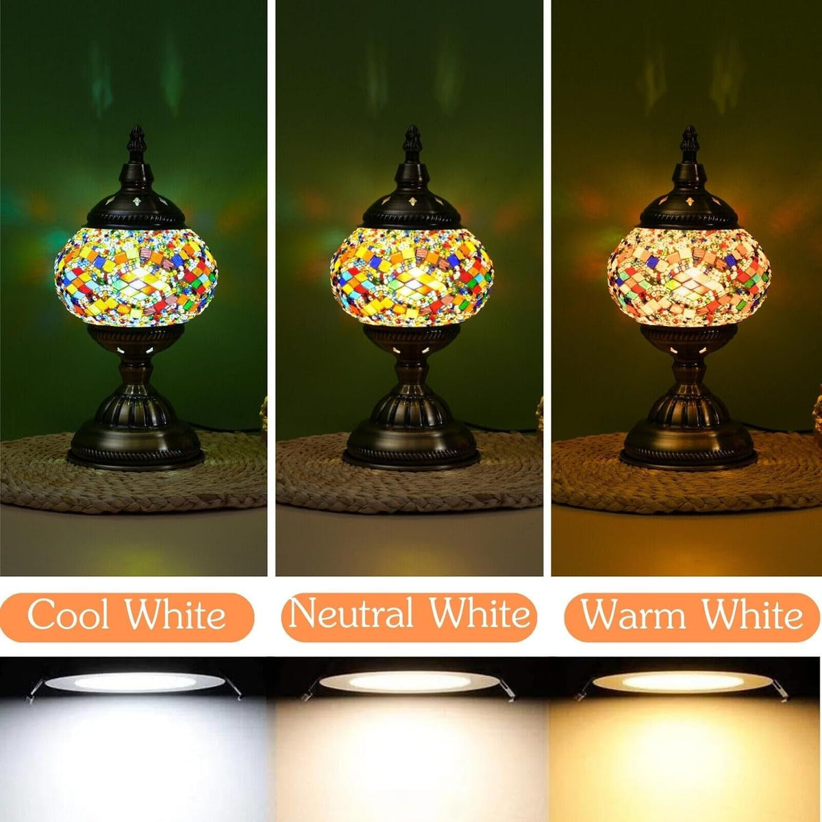 Pumpkin shaped stained glass lamp showing the metal stem