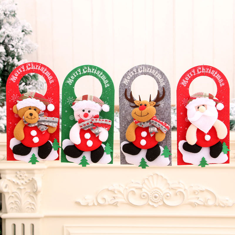 Felt Christmas Ornaments with Cheerful Character Designs | Soft Hat and Scarf Details, Hanging Loop | Four Styles for Tree or Door