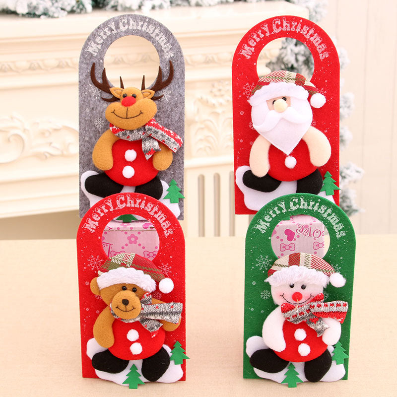 Felt Christmas Ornaments with Cheerful Character Designs | Soft Hat and Scarf Details, Hanging Loop | Four Styles for Tree or Door