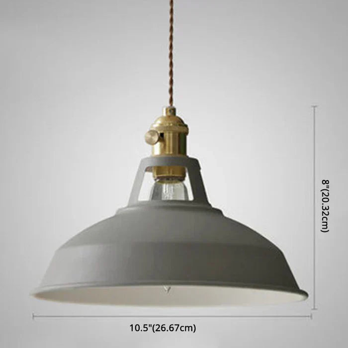 Industrial Retro Metal Pendant Light Ceiling Fixture with E27 Socket | Adjustable Textile Cord | 7 Colors
