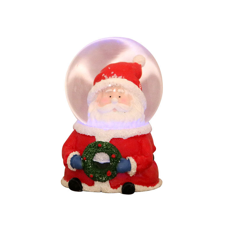 Light Up Christmas Figurines with a Clear Snow Globe Dome | Santa with a Wreath or Snowman in a Scarf | Soft Bedside Glow