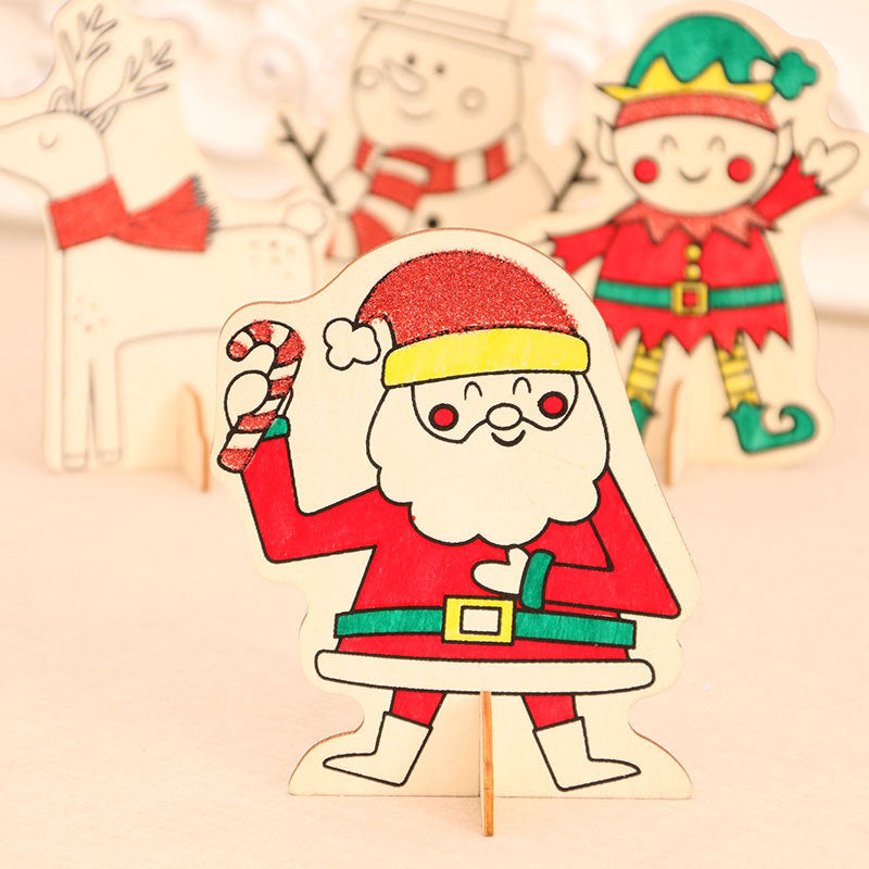 Wooden Christmas Ornaments Craft Set with Color Markers | Blank Elf and Character Cutouts to Decorate | Two Designs for Family Crafting
