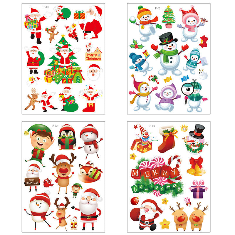 Christmas Wall Decals with Santa, Elves and Reindeer | Peel and Stick Vinyl That Leaves No Residue | Twelve Designs, Repositionable