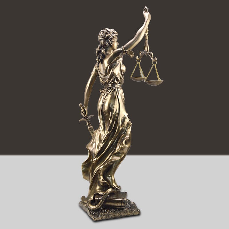 Lady Justice Statue in Hand Painted Bronze Finish | Goddess Figurine with Scales and Sword for Desk or Office | Gifts for Him