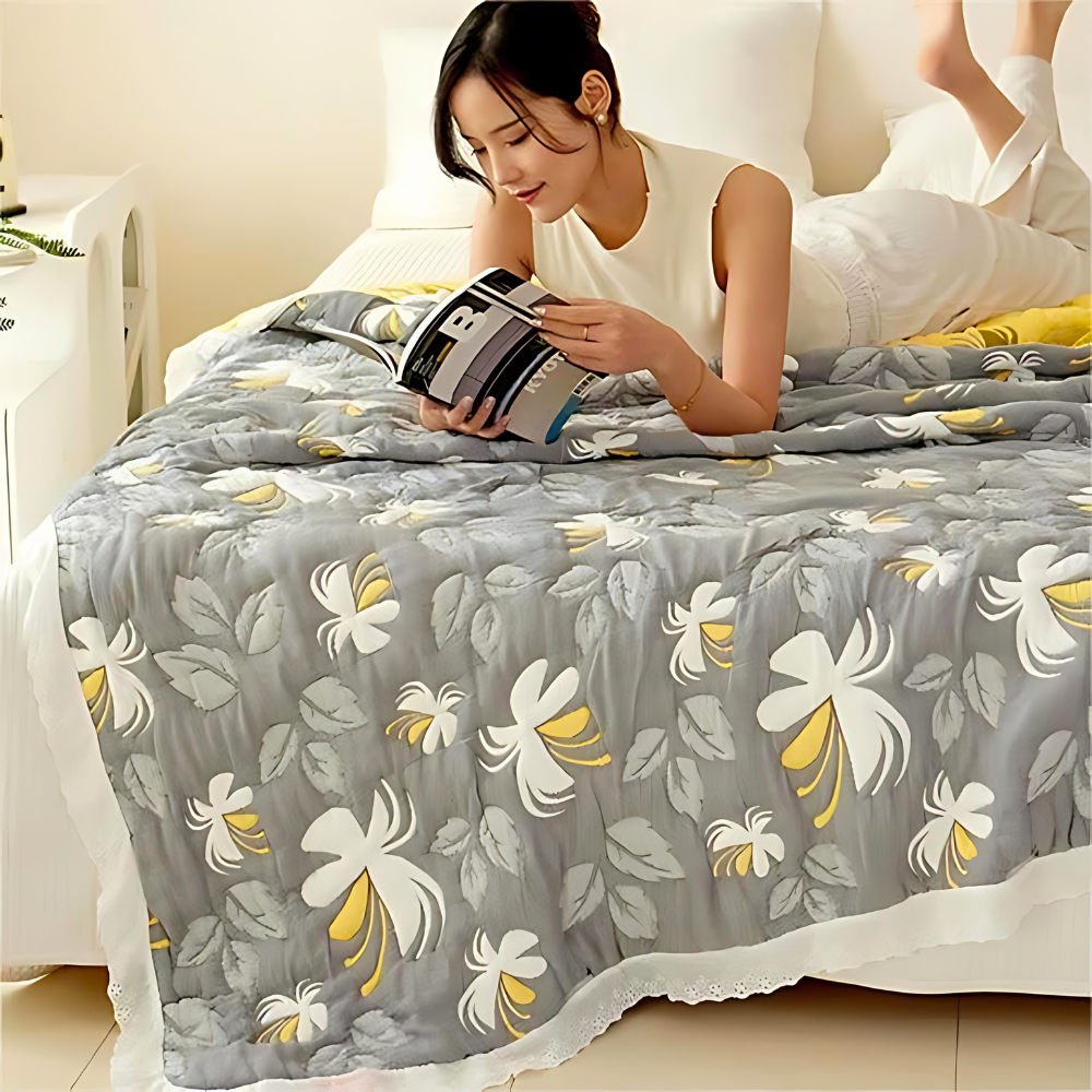 Fiber Floral Summer Blanket Quilt