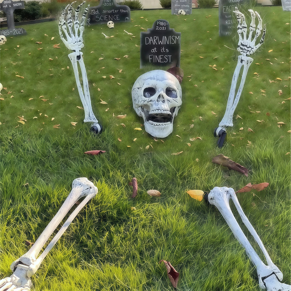 Halloween Skeleton Yard Stakes | Arms And Legs In Weather Resistant Plastic | Push In Stakes For A Graveyard Scene