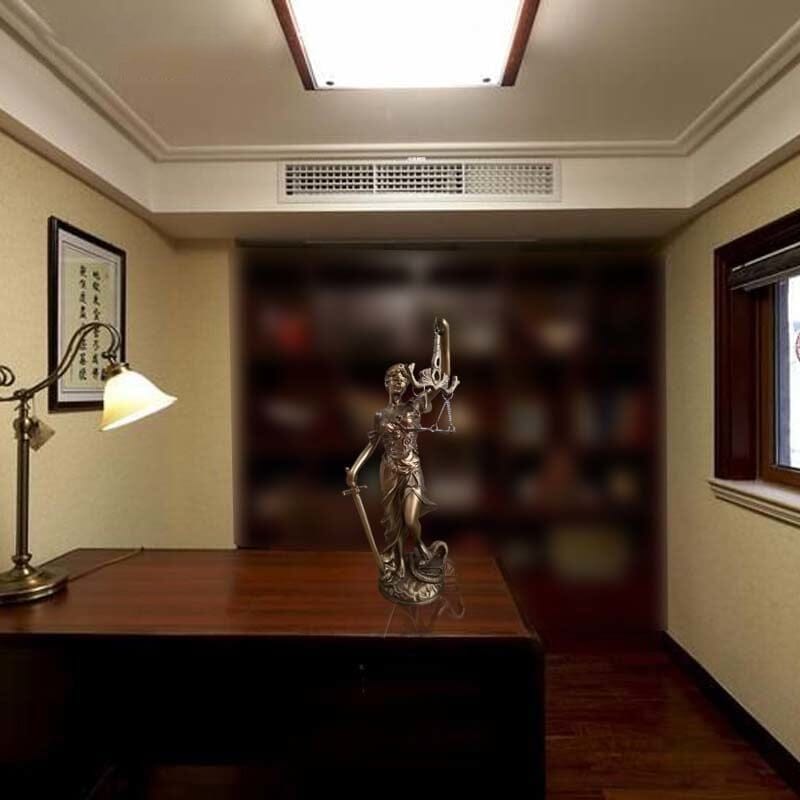Lady Justice Statue in Hand Painted Bronze Finish | Goddess Figurine with Scales and Sword for Desk or Office | Gifts for Him
