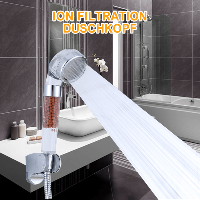 Filtered Shower Head with a Mineral Bead Cartridge | Three Spray Modes on a Turn Ring: Massage, Jet and Rainfall