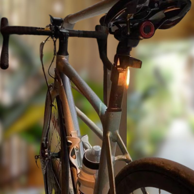 Slim LED Bike Light for the Seatpost | Weatherproof Housing with a Strap Mount That Needs No Tools | Red, Yellow or Blue