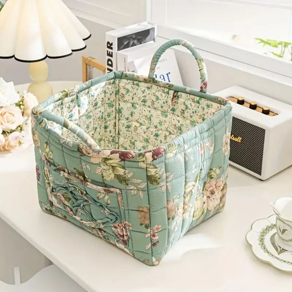 Floral Canvas Storage Basket