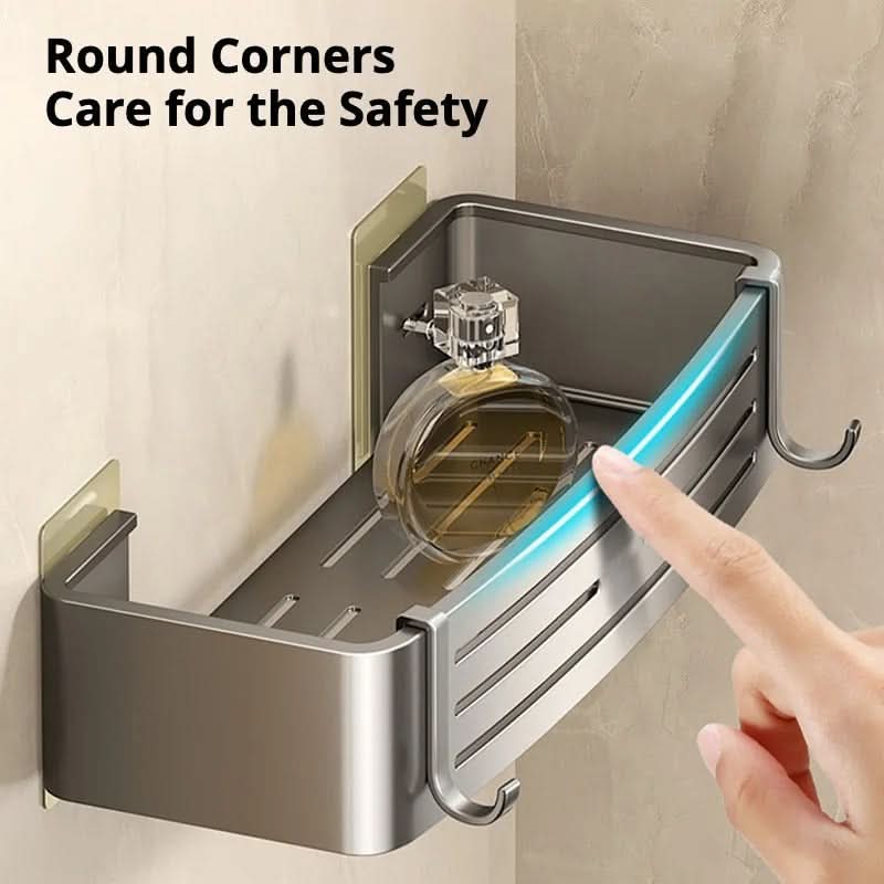 Self-Adhesive Wall-Mount Bathroom Shelf Organizer | White, Gray & Black | No-Drill Rust-Resistant Waterproof Storage