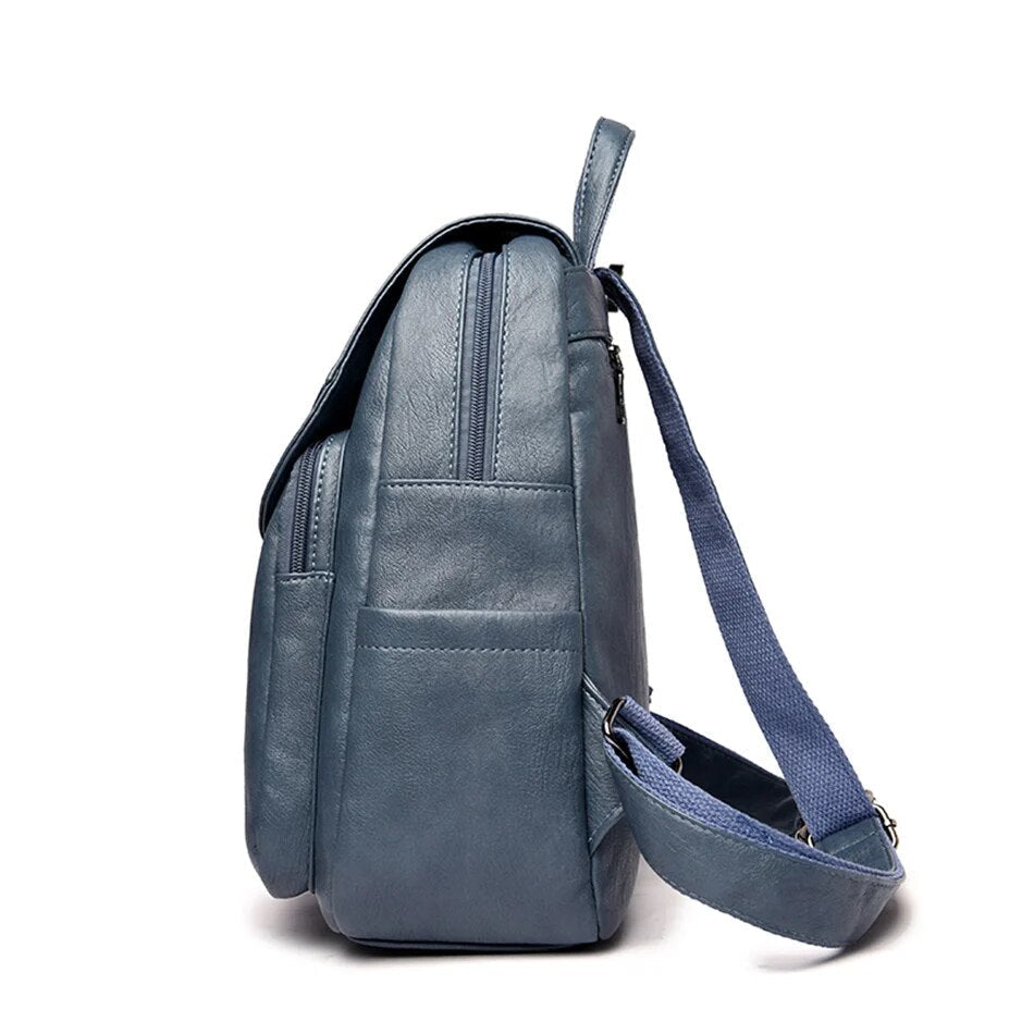Travel Backpack for Women with a Flap Closure | Soft Leather Look Daypack with Zip Pockets and Adjustable Straps