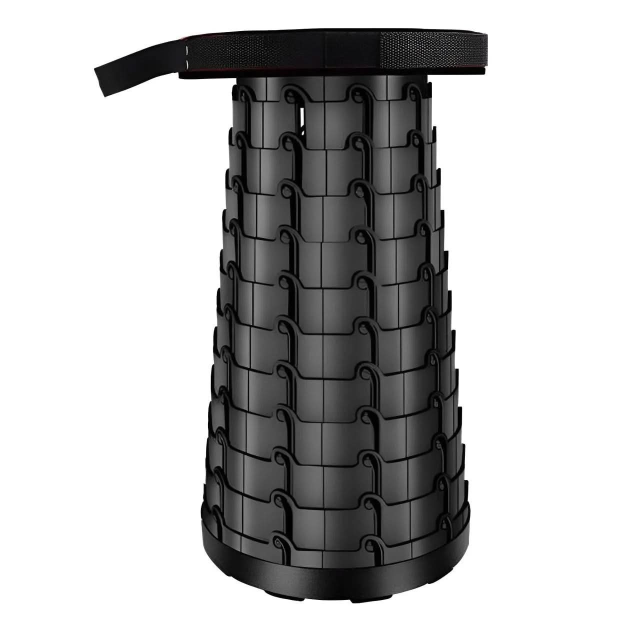 Telescopic Portable Camping Stool | Adjustable Height Folding Seat | Black or Black-Red | Lightweight for Travel & Fishing