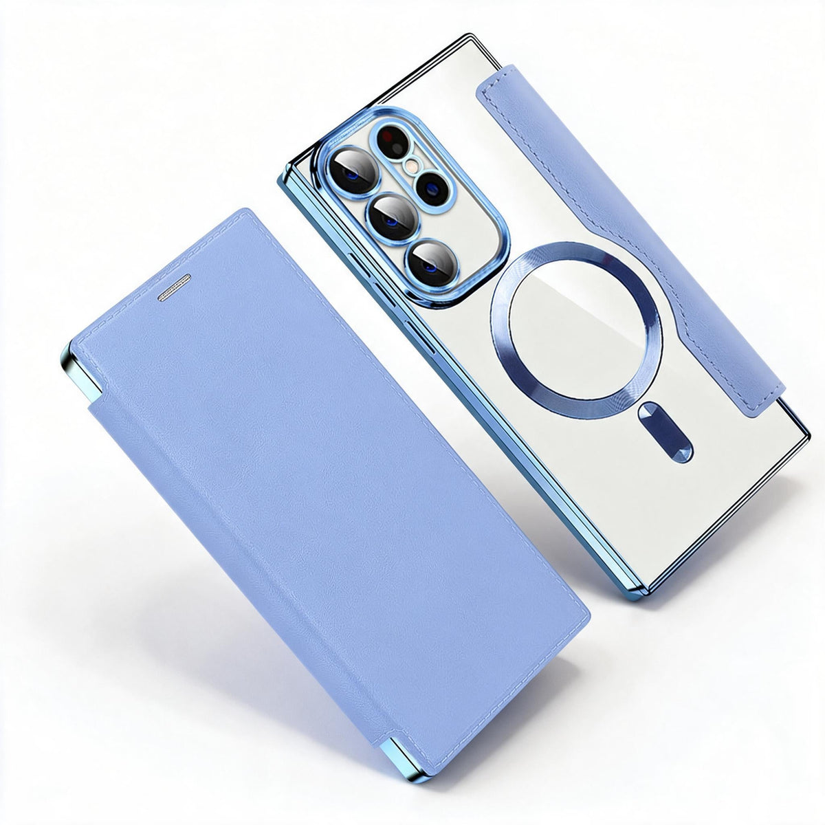 Magnetic Flip Wallet Phone Case for Samsung Galaxy | Faux Leather with RFID Card Slot and Camera Lens Guards
