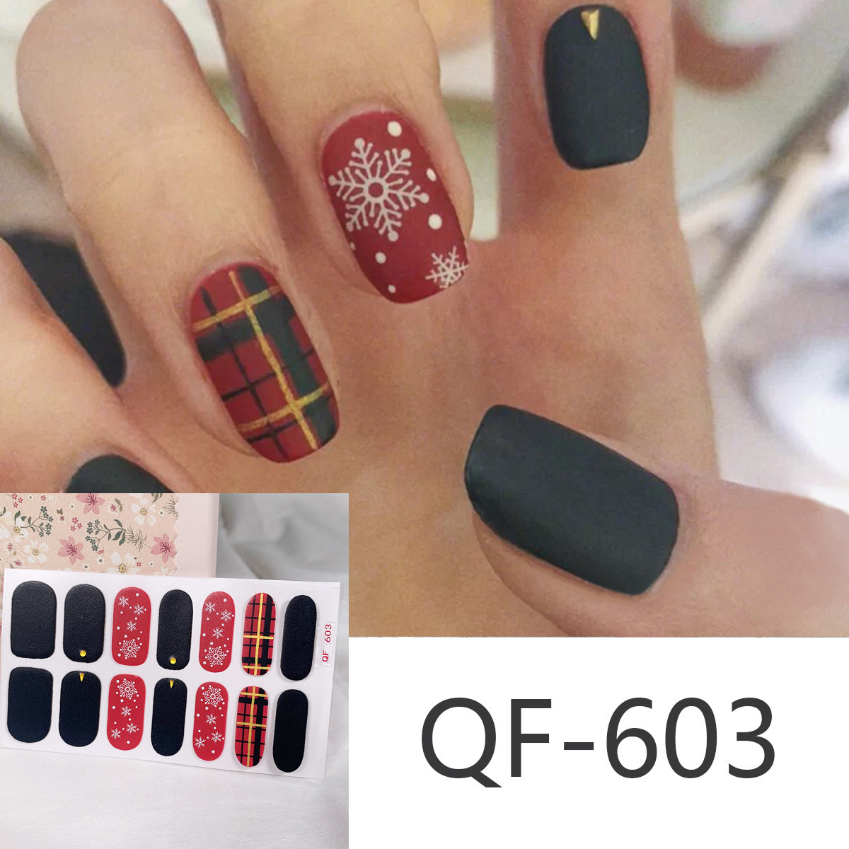 Christmas Nail Wraps and Stick On Nails Set | Gingerbread, Tree and Candy Stripe Designs | Eight Sheets To Choose From
