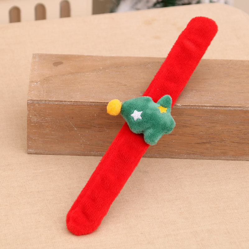 Christmas Accessories Slap Bracelet Set with Plush Reindeer and Santa | Soft Wristband or Headband, One Size | Four Festive Designs