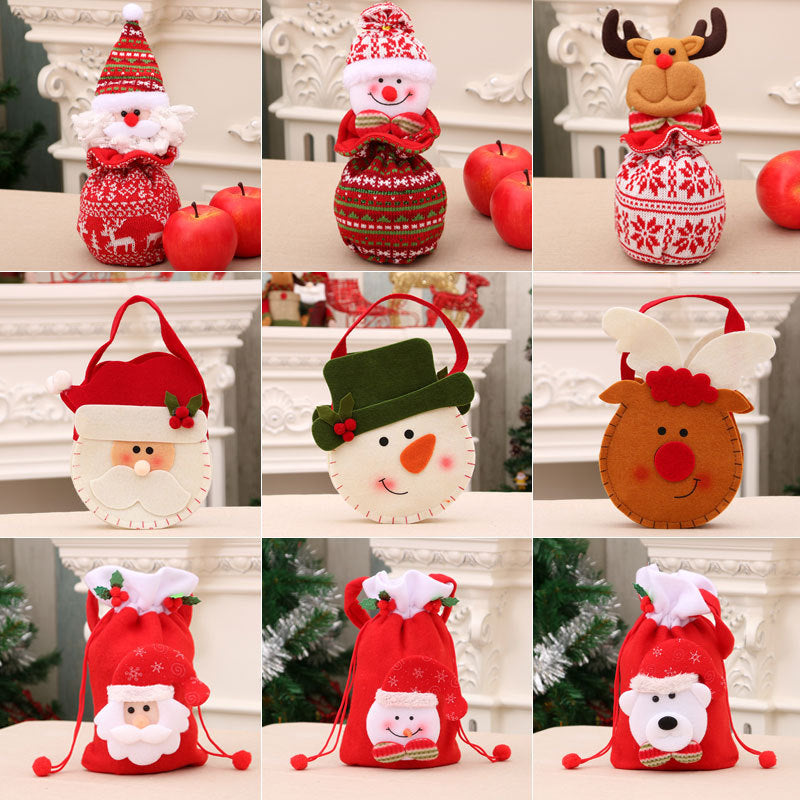 Christmas Snowman Gift Bag with a Stitched Face and Drawstring Top | Reusable Sack for Small Presents | 14 Designs